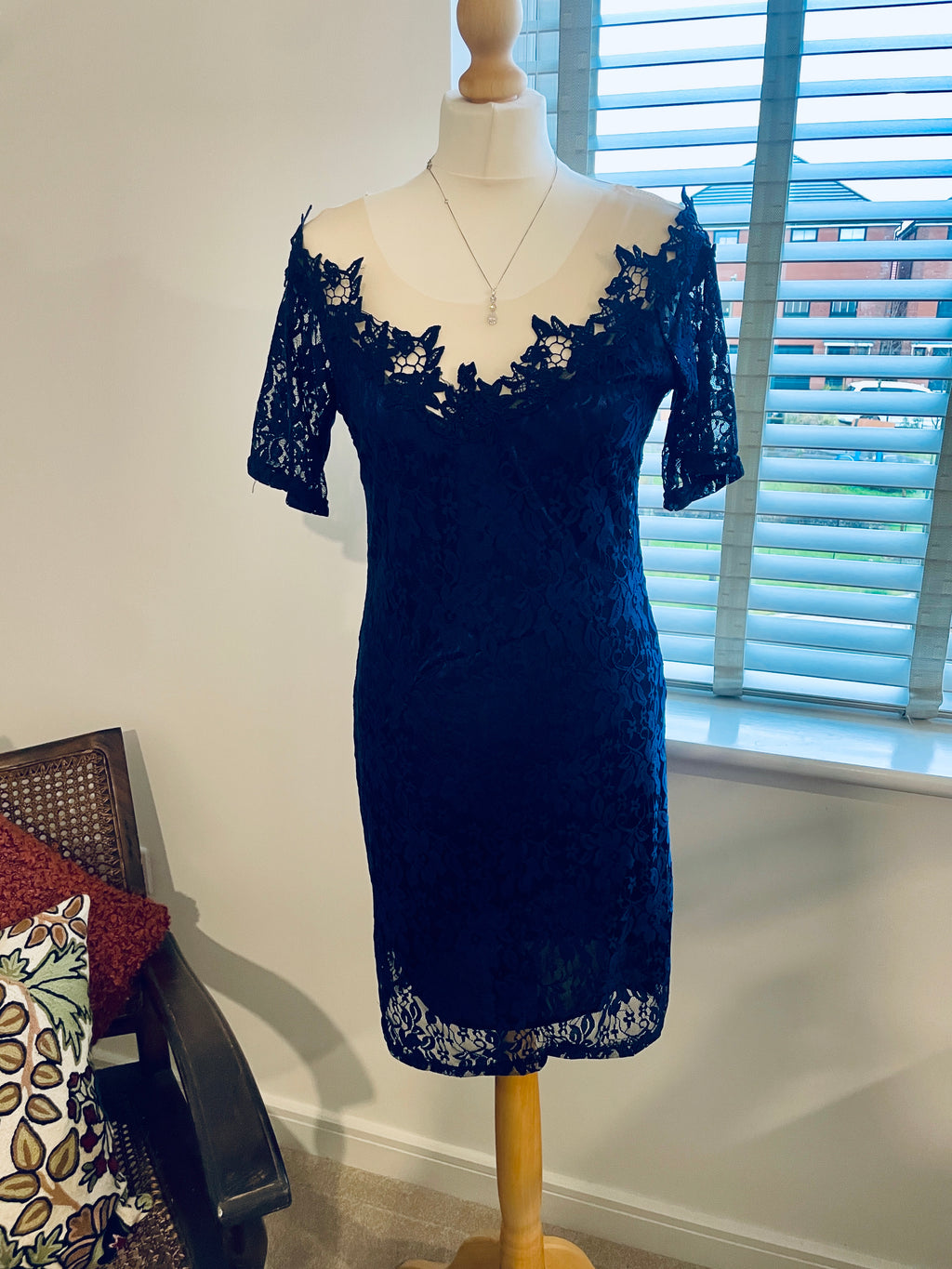 Blue lace dress, Size 10/12