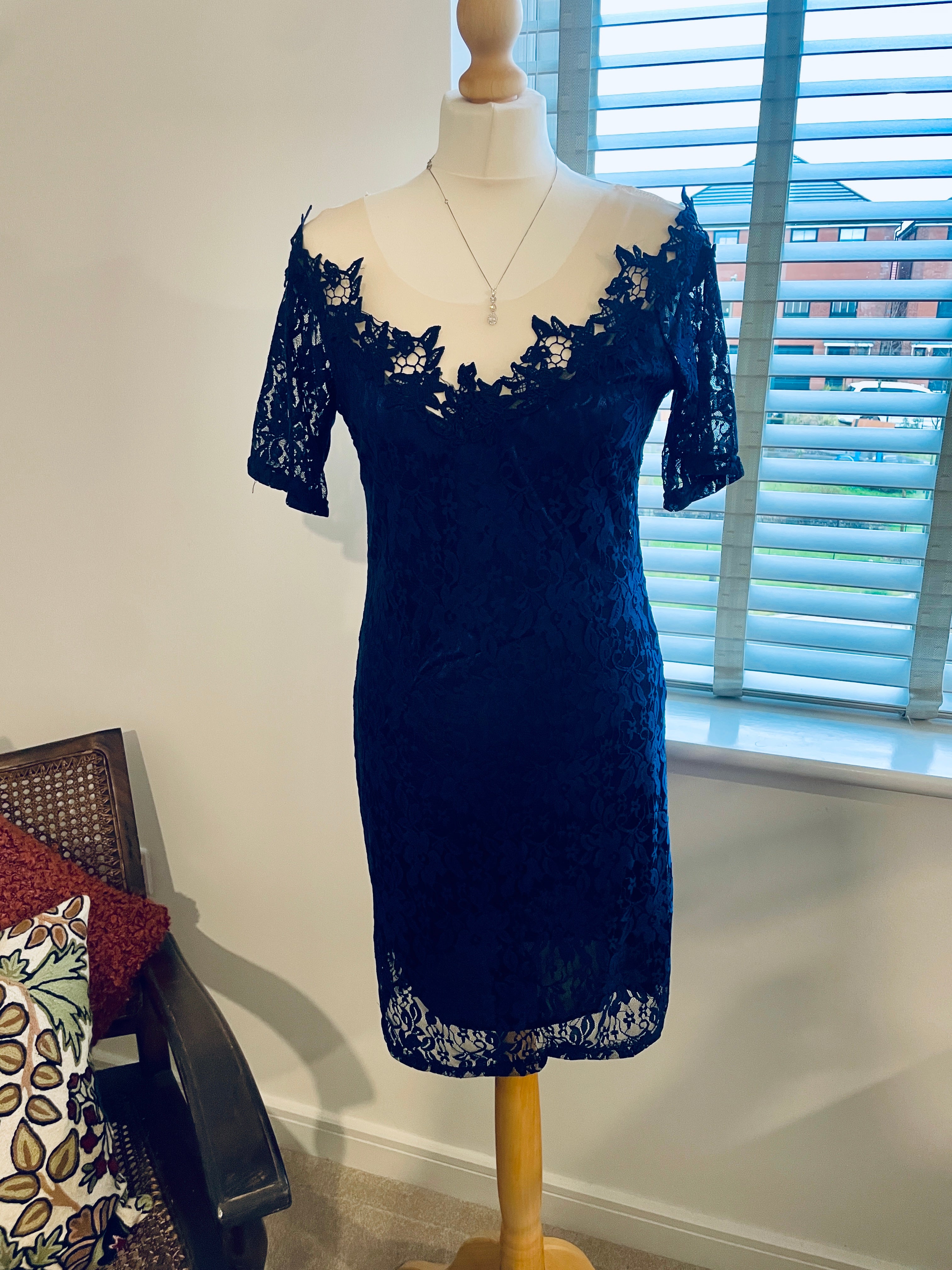 Blue lace dress, Size 10/12
